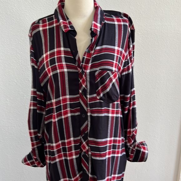 Plaid Red and Black Button Down BLL Nyc Size L - Picture 3 of 13